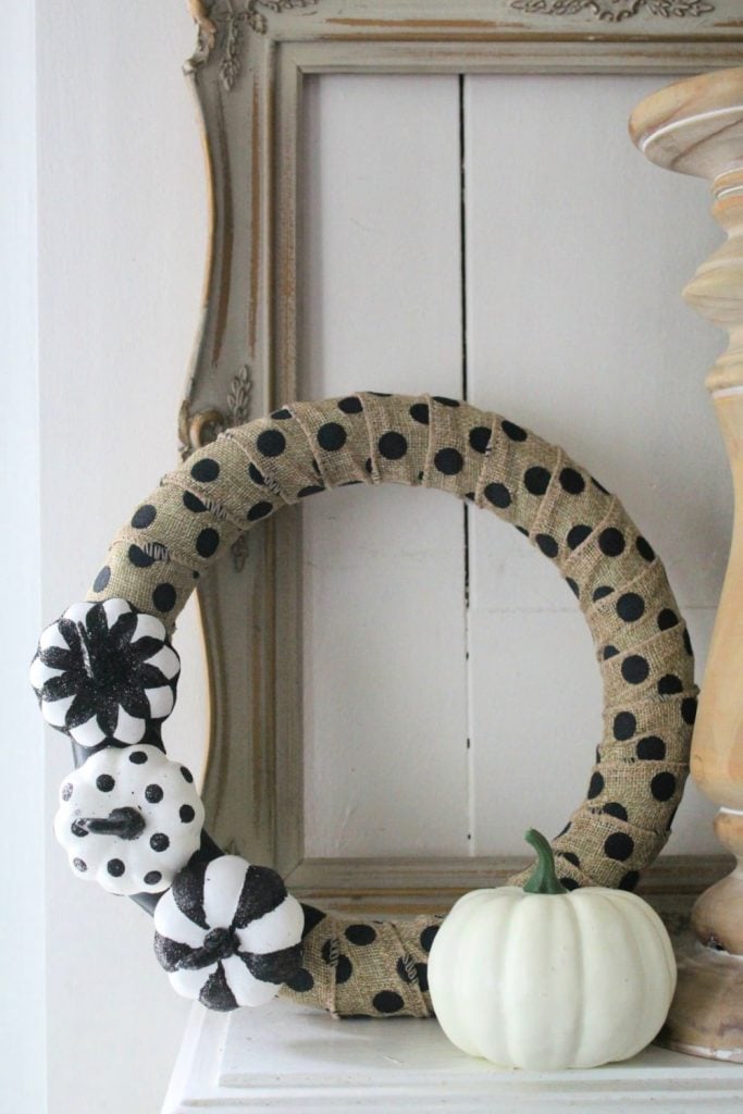 Halloween wreath on mantle