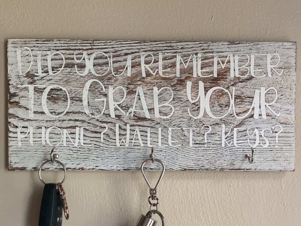 finished key holder on wall