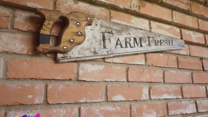 Upcycled Saw Farm Fresh Sign