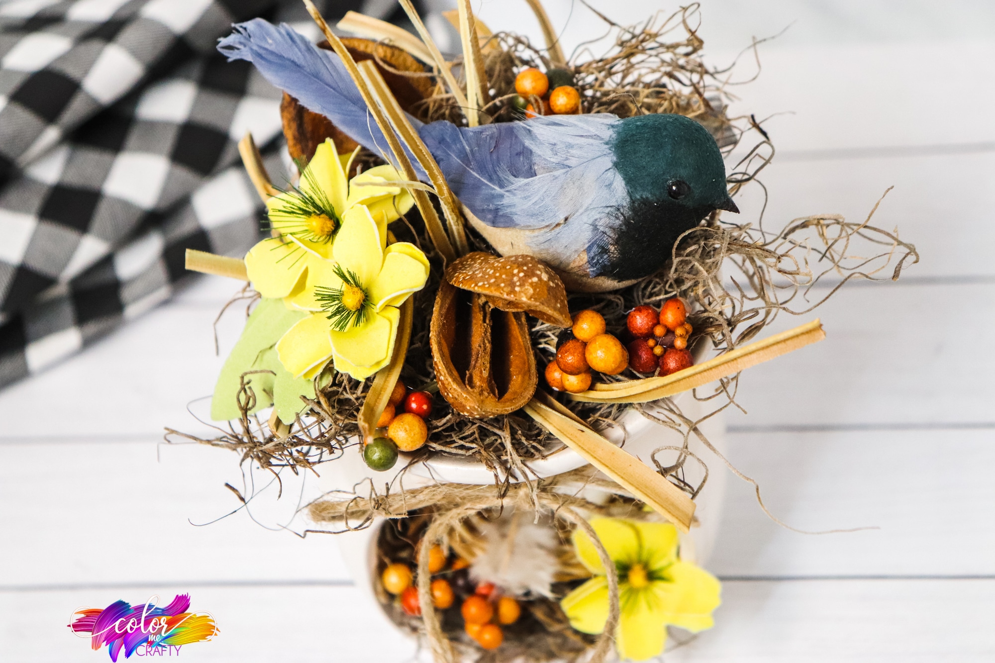 DIY Farmhouse Birds Nest Centerpiece Craft - Color Me Crafty