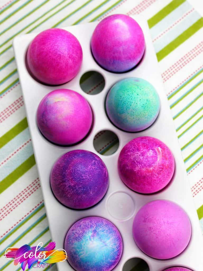 top view of shaving cream eggs in an egg holder