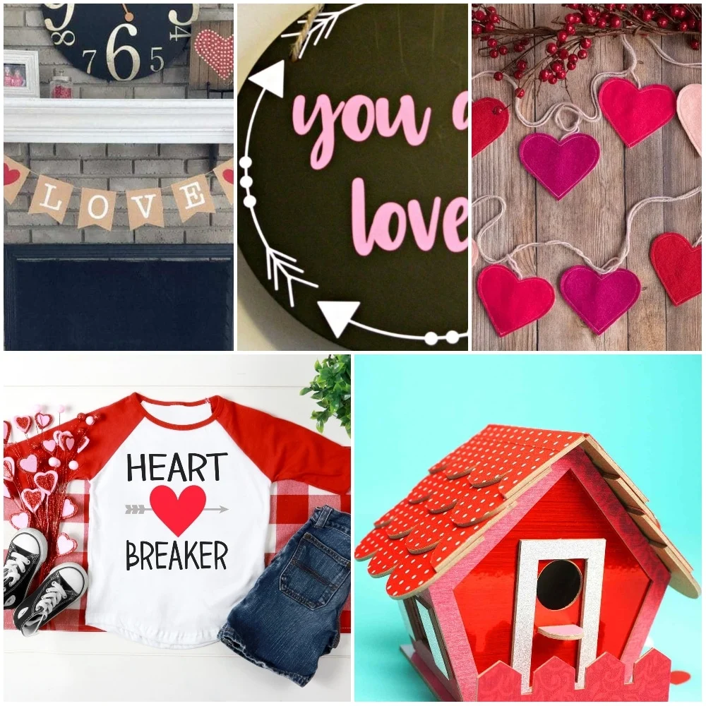collage with cricut valentines day craft ideas