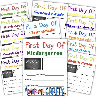 First Day Of School Printables K through 12